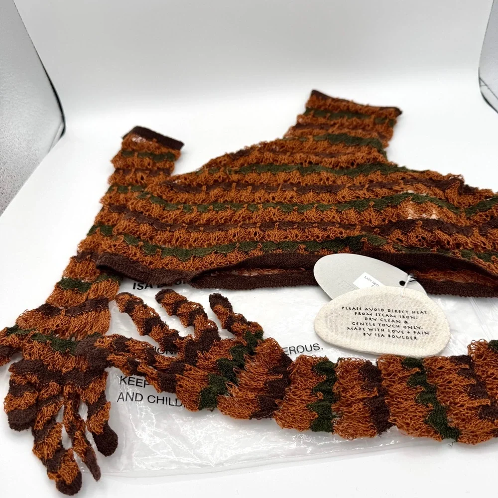 NWT Isa Boulder Knit Lacy Neck-warmer and Sleeves Gloves Handmade - Picture 3 of 15
